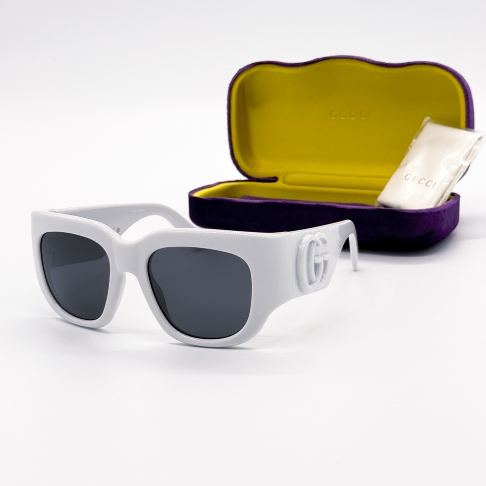 NEW GUCCI GG1545S 003 SQUARE LIGHT GREY WOMEN SUNGLASSES GUCCI EYEWEAR - Picture 3 of 14